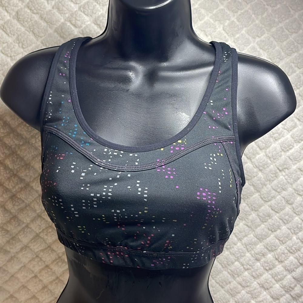 Medium Athleta Black Multicolor Double Dare Sports Bra